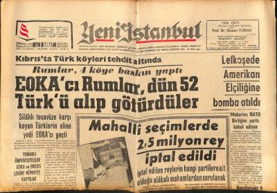 Yeni İstanbul Gazetesi 5 Şubat 1964 - Kıbrısta Türk Köyleri Tehdit Altında, Düşen Uçak Ve Cesetler Bulundu GZ84478 - 1