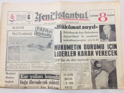 Yeni İstanbul Gazetesi 6 Aralık 1964 - Mahir Pilotlarımız Papayı Korkuttu GZ53174 - 1