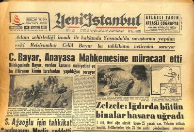 Yeni İstanbul Gazetesi 6 Eylül 1962 - C. Bayar Anayasa Mahkemesine Müracaat Etti GZ86376 - 1