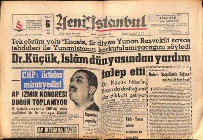 Yeni İstanbul Gazetesi 6 Eylül 1964 - Yunanistan Kıbrısı İşgale Başladı GZ84117 - 1