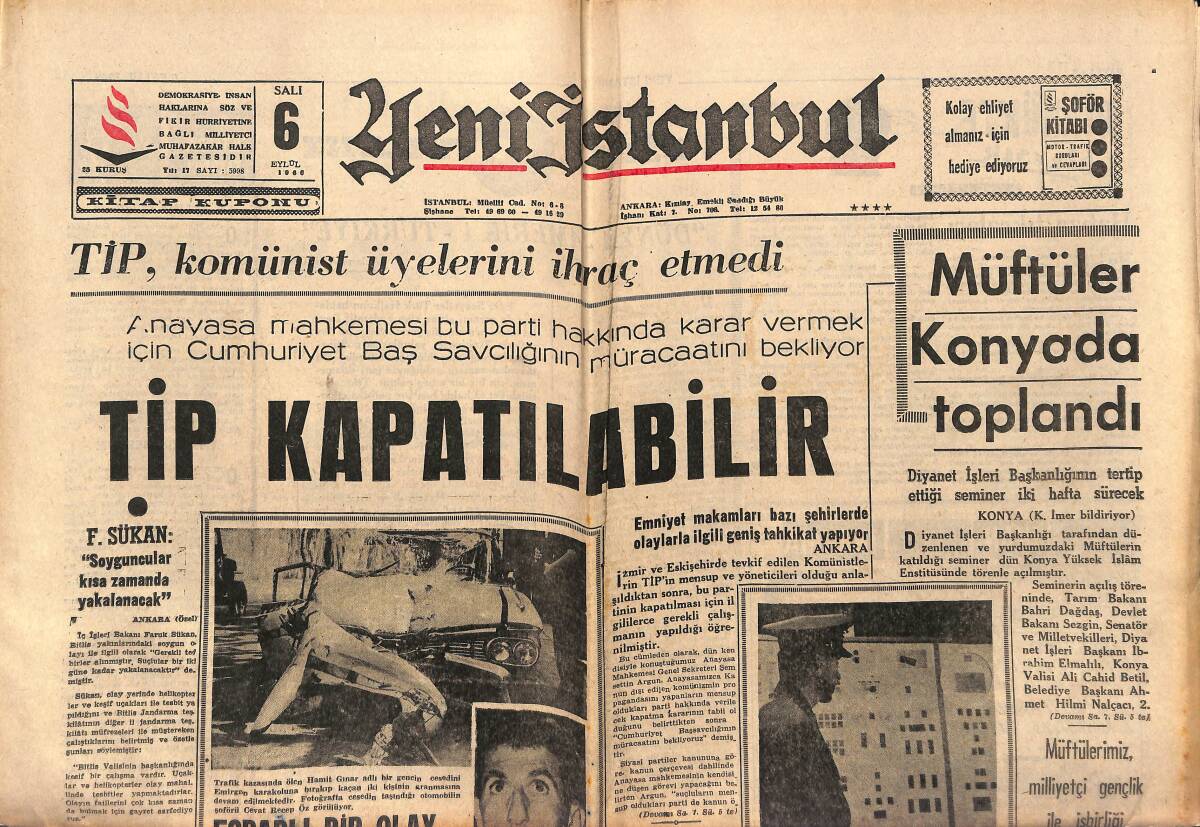 Yeni İstanbul Gazetesi 6 Eylül 1966 - Irak'ta Açlık Tehlikesi - Rusya'nın Amerikan Gemilerine İtirazını Dışişleri İnceliyor GZ147554 - 1