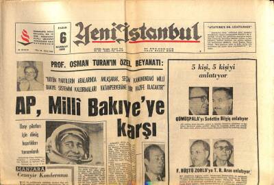 Yeni İstanbul Gazetesi 6 Haziran 1965 - Uzay Pilotları İçin Dönüş Hazırlıkları Tamamlandı GZ57117 - 1