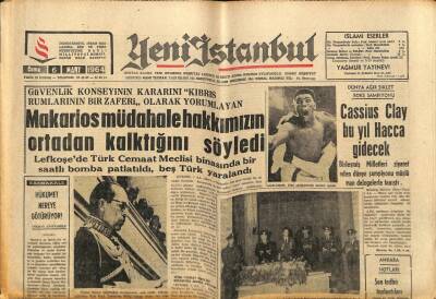 Yeni İstanbul Gazetesi 6 Mart 1964 - Cassius Clay Bu Yıl Hacca Gidecek GZ84173 - 1