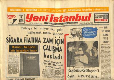 Yeni İstanbul Gazetesi 6 Şubat 1969 - Brigitte Bardota Aşk Dayanmıyor - İsrail Nâsırın Barış Teklifini Kabul Etmedi GZ120904 - 1