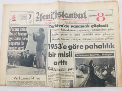 Yeni İstanbul Gazetesi 7 Aralık 1964 - 1953e Göre Pahalılık Arttı GZ53173 - 1