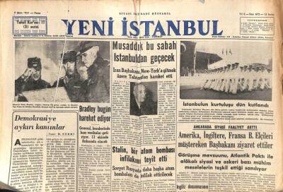 Yeni İstanbul Gazetesi 7 Ekim 1951 - Stalin , Bir Atom Bombası İnfilakını Teyit Etti GZ105075 - 1