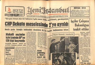 Yeni İstanbul Gazetesi 7 Ekim 1963 - İstanbulda Temiz Hava 640 Yıl Sonra Teneffüs Edilecek GZ102822 - 1