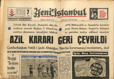Yeni İstanbul Gazetesi 7 Ekim 1966 - Demirele Protesto Telgrafları Yağıyor GZ102896 - 1