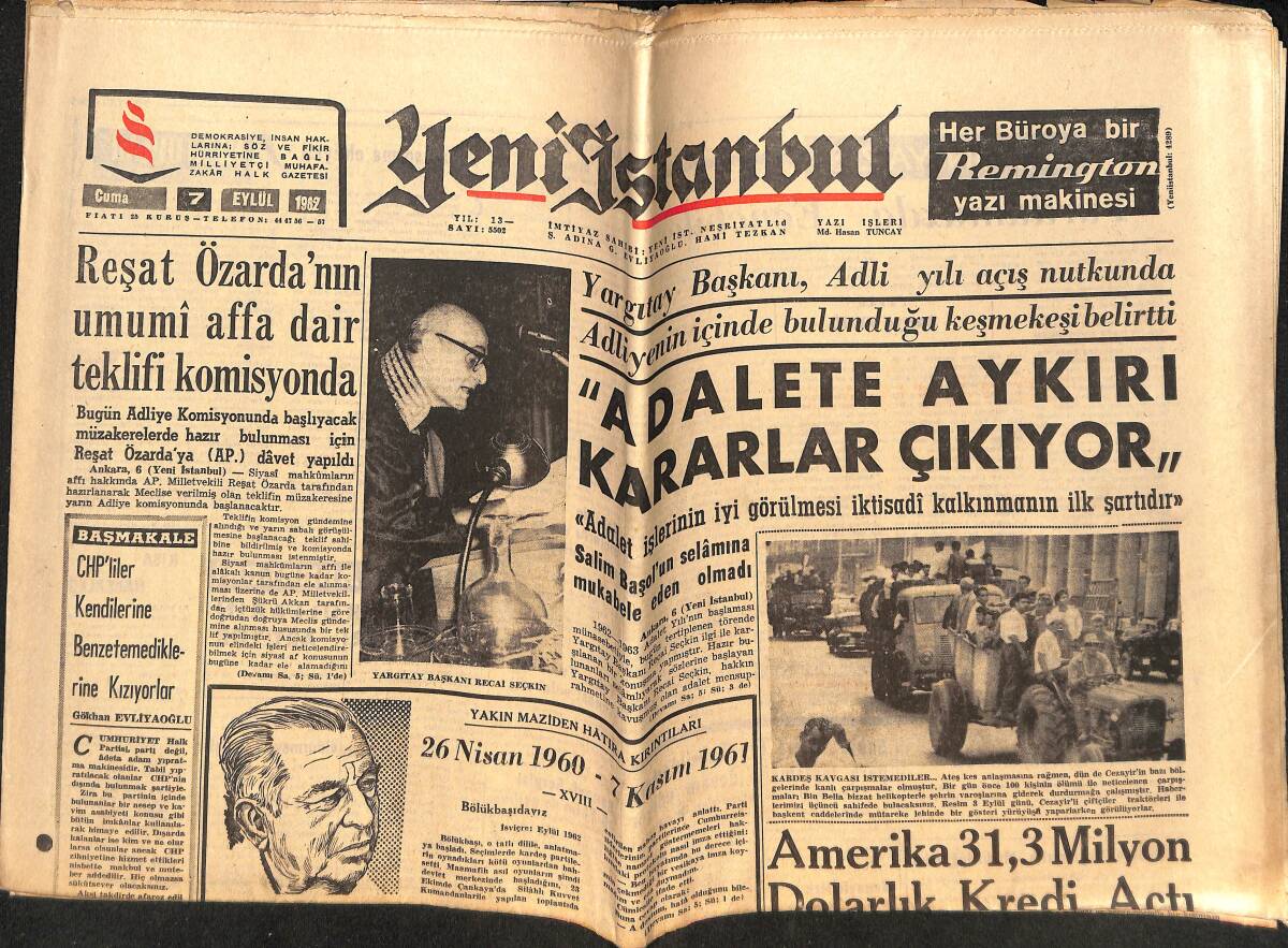 Yeni İstanbul Gazetesi 7 Eylül 1968 - Real Madrid'in Kaçırdığı Avantaj - Hawaii'de Bayramlar GZ148936 - 1