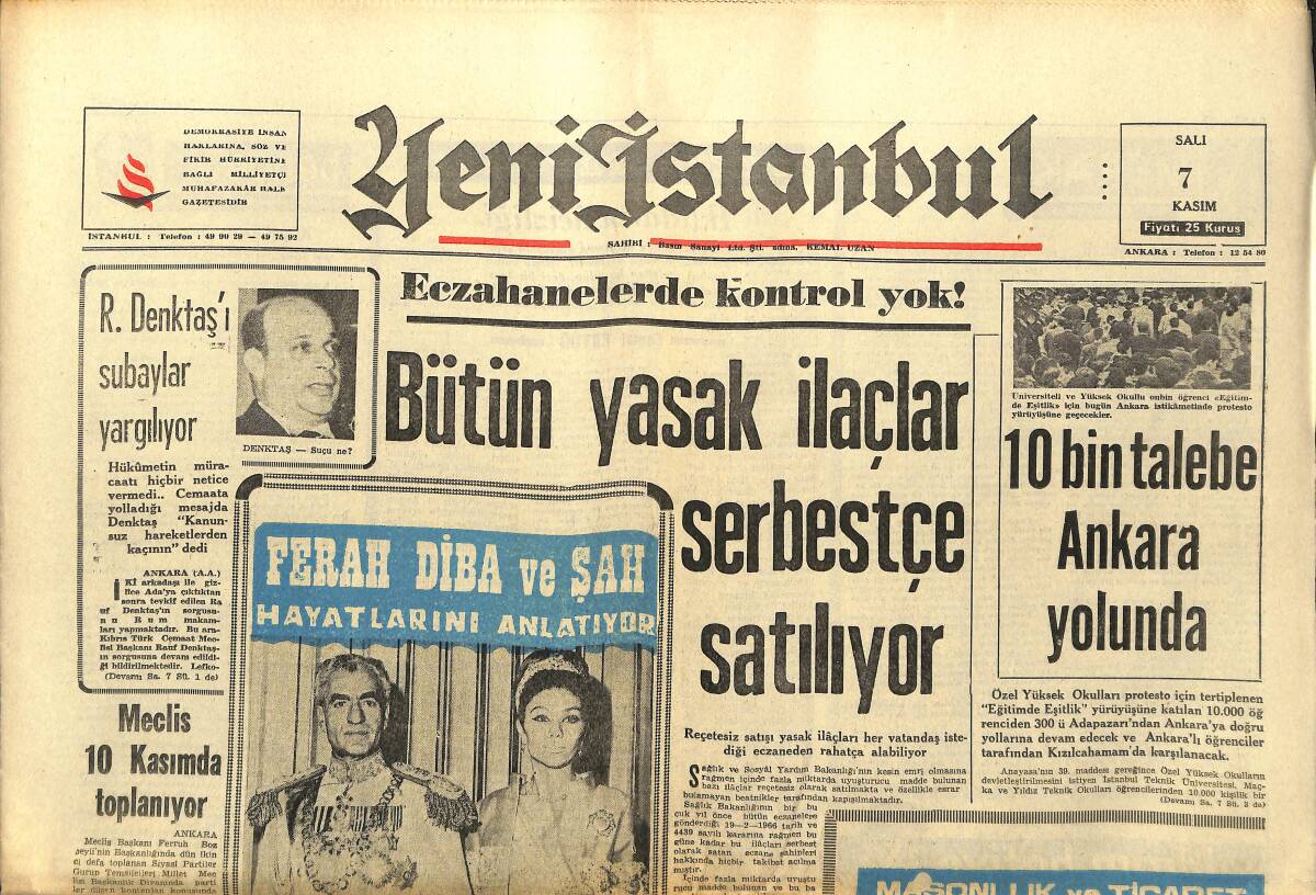 Yeni İstanbul Gazetesi 7 Kasım 1967 - Çombe Nasıl Kaçırıldı - Kökü Dışarda Olan Masonluk, Mason Locaları GZ152835 - 1