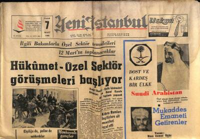 Yeni İstanbul Gazetesi 7 Mart 1965 - Hükümet - Özel Sektör Görüşmeleri Başlıyor - Aktolga - Abdullah Turan GZ57173 - 1