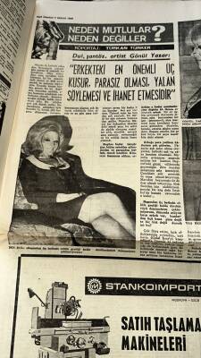 Yeni İstanbul Gazetesi 7 Nisan 1969 - Gönül Yazar Erkekteki En Önemli Üç Kusur , Parasız Olması , Yalan Söylemesi Ve İhanet Etmesidir GZ120907 - 2