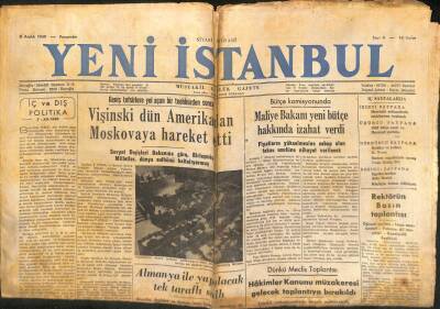 Yeni İstanbul Gazetesi - 8 Aralık 1949 - Vişinski Dün Amerikadan Moskovaya Hareket Etti GZ110966 - 1