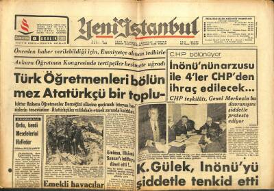 Yeni İstanbul Gazetesi 8 Aralık 1962 - Sulhi Garanı Dün Toprağa Verdik-CHP Bölünüyor GZ102862 - 1