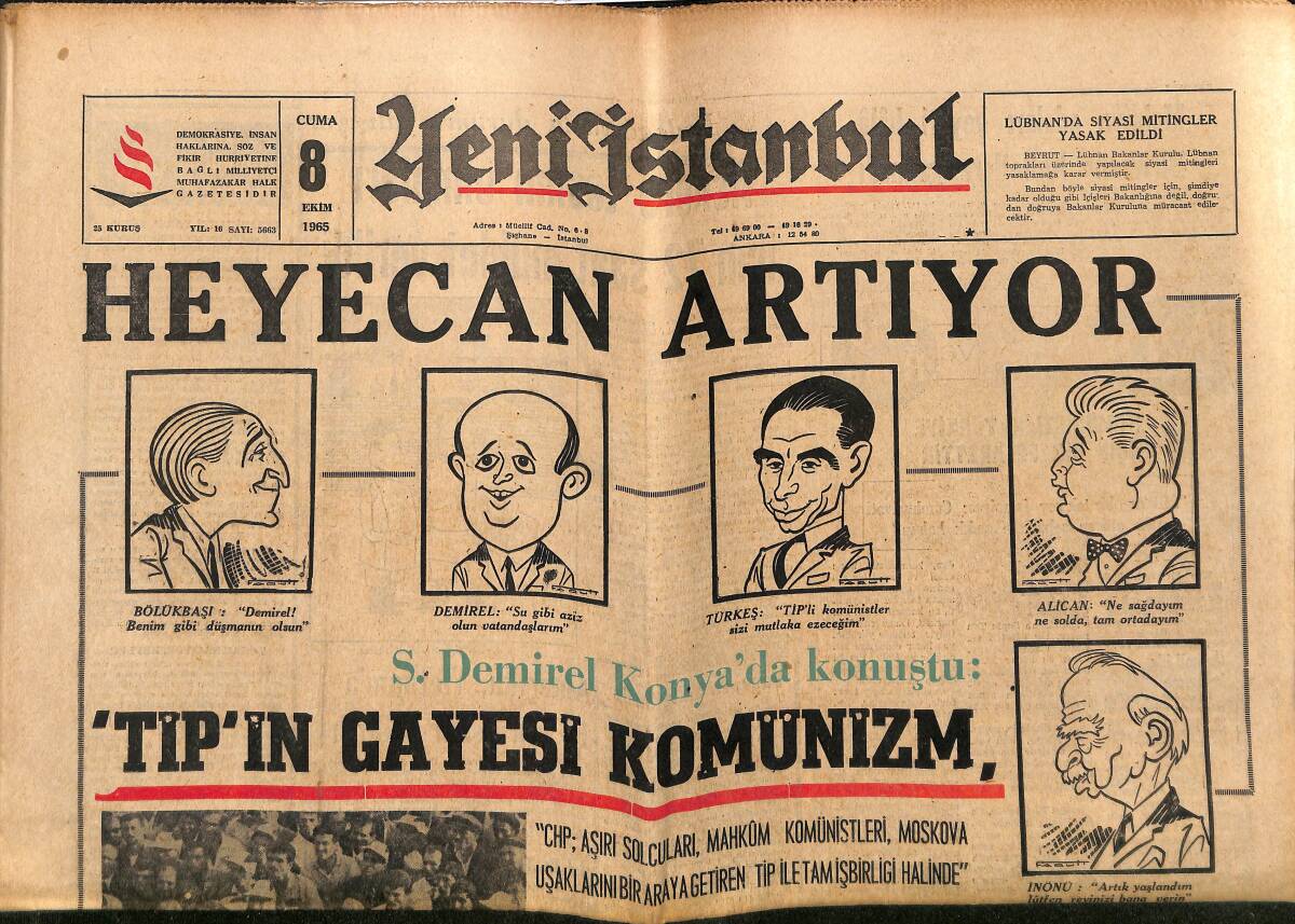 Yeni İstanbul Gazetesi 8 Ekim 1965 - Amerika'da 90 Bin Milyoner Var - Ruslar , K.Çin'den Şikayet Ediyor GZ152741 - 1