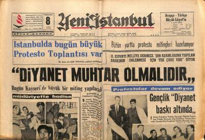 Yeni İstanbul Gazetesi 8 Ekim 1966 - İstanbul`da Büyük Protesto Toplantısı Var GZ57193 - 1