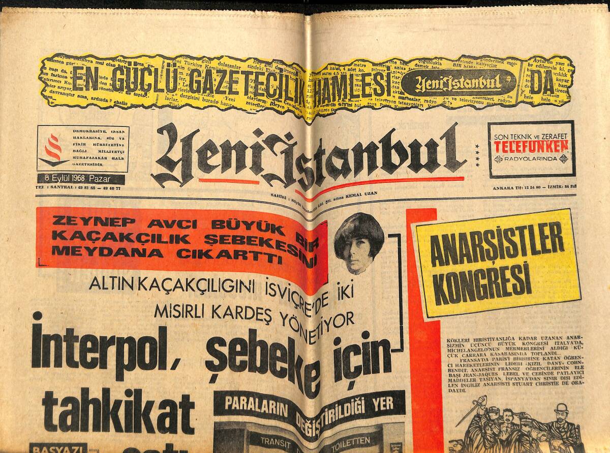 Yeni İstanbul Gazetesi 8 Eylül 1968 - Dr. Barnard Kalp Değiştirdi - Interpol , Şebeke İçin Tahkikat Açtı GZ148831 - 1