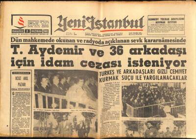 Yeni İstanbul Gazetesi 8 Haziran 1963 - Hastahaneler Pislik Ve Bakımsızlık İçinde - T. Aydemir Ve 36 Arkadaşı İçin İdam Cezası İsteniyor GZ93178 - 1