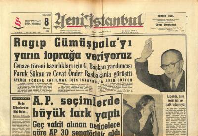 Yeni İstanbul Gazetesi 8 Haziran 1964 - Ragıp Gümüşpalayı Yarın Toprağa Veriyoruz GZ93160 - 1