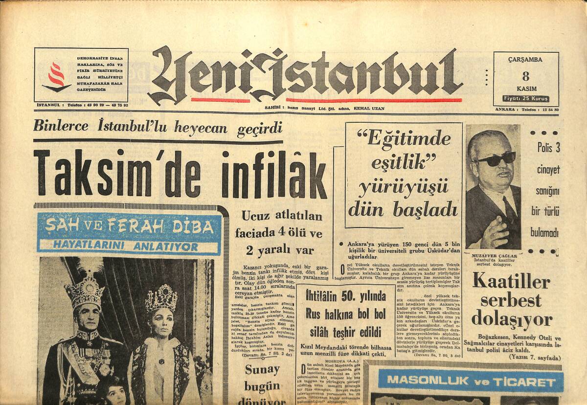 Yeni İstanbul Gazetesi 8 Kasım 1967 - Masonlar Nasıl Kapı Çalar - 5000 Masonun İsmini Açıklıyoruz GZ152834 - 1