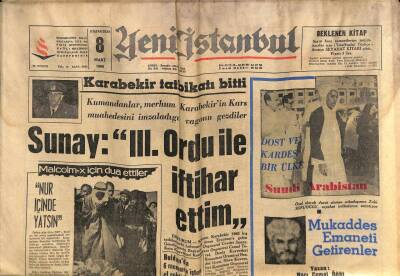 Yeni İstanbul Gazetesi 8 Mart 1965 - Sunay, 3. Ordu İle İftihar Ettim - Aktolga - Abdullah Turan GZ57172 - 1