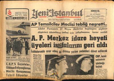 Yeni İstanbul Gazetesi 8 Nisan 1963 - AP Merkez İdare Heyeti Üyeleri İstifalarını Geri Aldı GZ57189 - 1