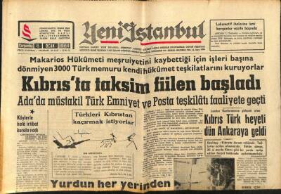 Yeni İstanbul Gazetesi 8 Ocak 1964 - Kıbrısta Taksim Fiilen Başladı GZ84161 - 1