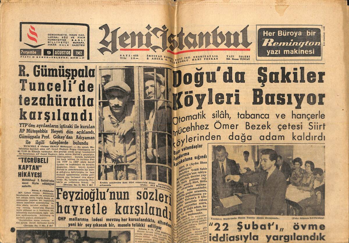 Yeni İstanbul Gazetesi 9 Ağustos 1962 - Doğu'da Şakiler Köyleri Basıyor - Marilyn Monroe'nun Hayat Dramı GZ155820 - 1