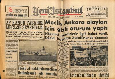 Yeni İstanbul Gazetesi 9 Ekim 1962 - Meclis Ankara Olayları İçin Gizli Oturum Yaptı GZ57154 - 1