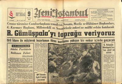 Yeni İstanbul Gazetesi 9 Haziran 1964 - Ragıp Gümüşpalayı Toprağa Veriyoruz GZ93161 - 1