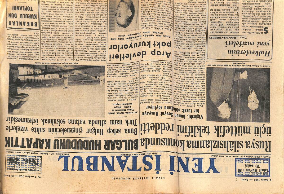 Yeni İstanbul Gazetesi 9 Kasım 1951 - İran Başbakanı Tahran'a Çağrıldı - Birleşik Amerika'da İstihsal Seferberliği GZ147545 - 1