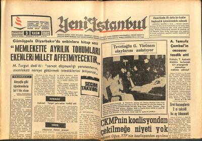 Yeni İstanbul Gazetesi 9 Kasım 1963 - Seyhan Gezisi Cezayir Açıklarında Ateş Aldı GZ102814 - 1