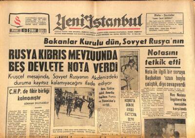 Yeni İstanbul Gazetesi 9 Şubat 1964 - Rusya Kıbrıs Mevzuunda 5 Devlete Nota Verdi, Kahvehanelerde Okey Adlı Oyun Salgın Halini Aldı, Müşfik Kenter GZ84474 - 1