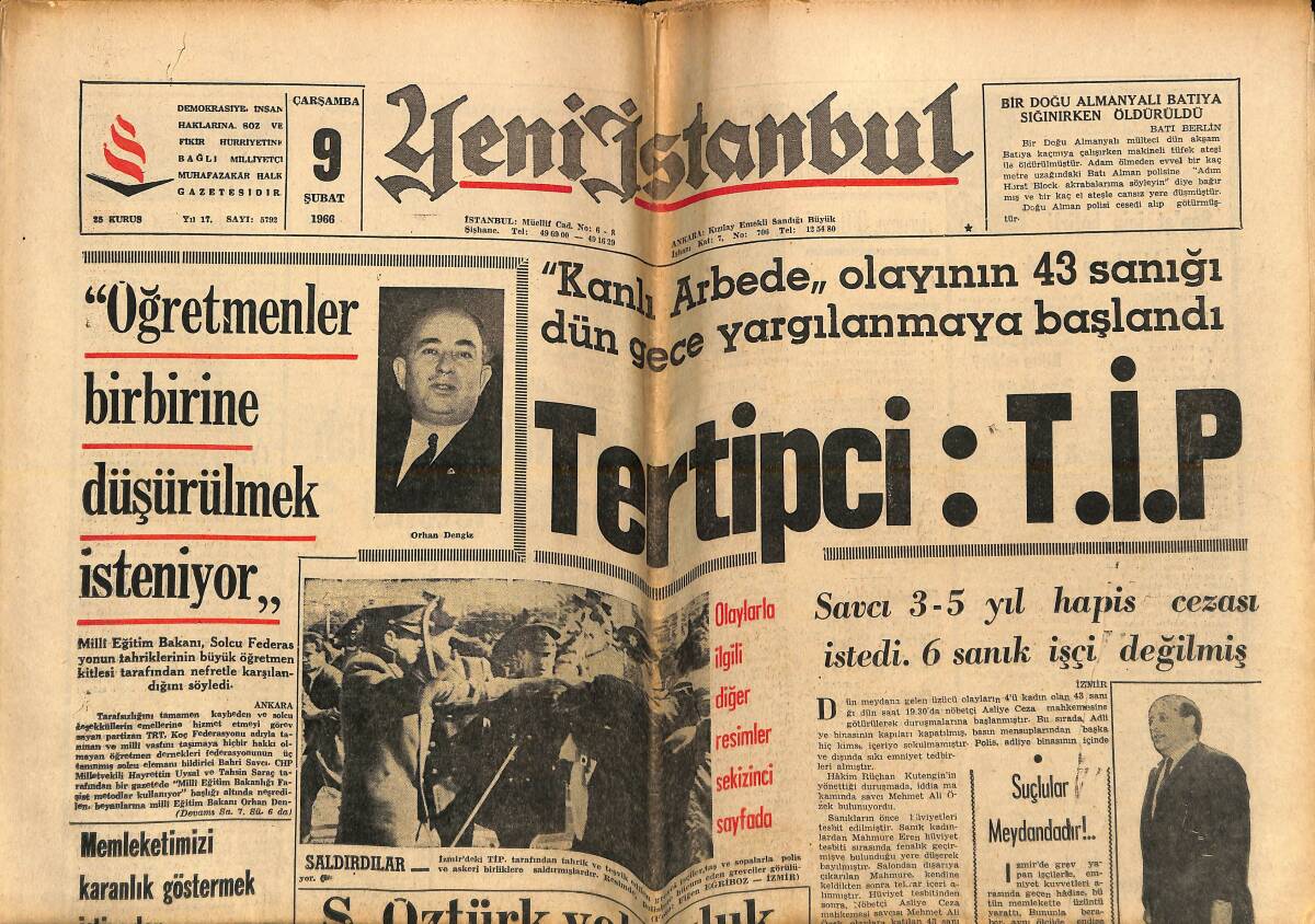 Yeni İstanbul Gazetesi 9 Şubat 1966 - Amerika'dan Nükleer Silah Kullanılmaması İstendi - Demirel'den İnönü'nün İstedikleri Açıklandı GZ155811 - 1
