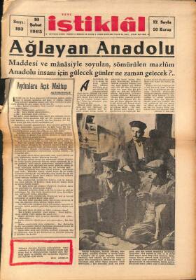 Yeni İstiklal 10 Şubat 1965 - Ağlayan Anadolu, Osman Turan, Enver Tuncalp NDR69137 - 1