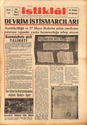 Yeni İstiklal 24 Mart 1965 - Devrim İstismarcıları, Kazım Karabekir Paşanın Şüpheli Ölümü, Malcolm Xin Halefi De Öldürüldü NDR69133 - 1