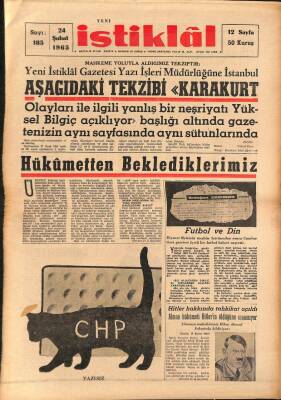 Yeni İstiklal 24 Şubat 1965 - Alman Hükümeti Hitlerin Öldüğüne İnanmıyor, Turhan Projesi Yazan Murad Terek NDR69135 - 1