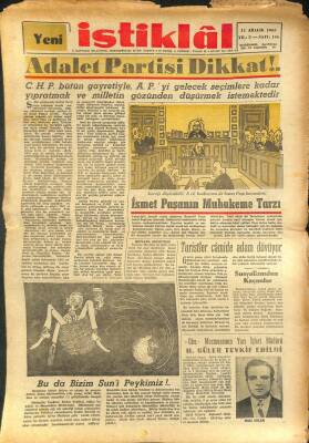 Yeni İstiklal Gazetesi 11 Aralık 1963 - İsmet Paşanın Muhakeme Tarzı GZ100975 - 1