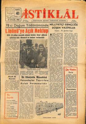 Yeni İstiklal Gazetesi 27 Eylül 1961 - 1.İnönüye Açık Mektup GZ60055 - 1