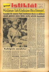 Yeni İstiklal Gazetesi 29 Mayıs 1963 - Müslüman Türk Köylüsüne İftira Etmeyin!.. GZ100982 - 1