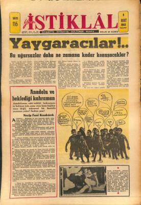Yeni İstiklal Gazetesi 9 Mart 1963 - Kızıl Çinde İslamiyetin Durumu - Anadolu Ve Beklediği Kahraman GZ100989 - 2