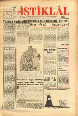 Yeni İstiklâl Gazetesi 12 Temmuz 1961 - Tunusda Nümayişler GZ115501 - 1