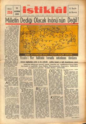 Yeni İstiklâl Gazetesi 15 Haziran 1966 - Türk Hakimleri İsmet Paşayı Tekzip Ediyor GZ115335 - 1