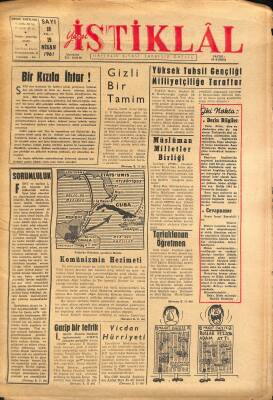 Yeni İstiklâl Gazetesi 19 Nisan 1961 - Kübada Harekâtı Gösteren Harita * Komünizmin Hezimeti GZ115489 - 1