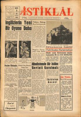 Yeni İstiklâl Gazetesi 19 Temmuz 1961 - Süleymaniye Camiini Tehlikeden Kurtarmalıyız GZ115500 - 1