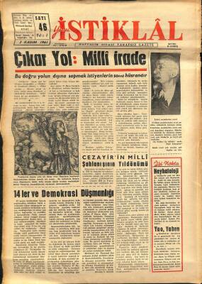 Yeni İstiklâl Gazetesi 2 Kasım 1961 - Cezayirin Milli Şahlanışının Yıldönümü GZ115487 - 1