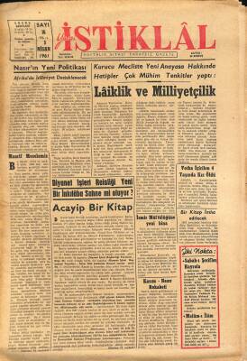 Yeni İstiklâl Gazetesi 5 Nisan 1961 - Nasırın Yeni Politikası Afrikada İslamiyet Desteklenecek GZ115493 - 1