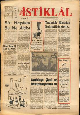 Yeni İstiklâl Gazetesi 6 Eylül 1961 - Anadoluyu Şimdi de Hristiyanlaştırmak Mı ? GZ115481 - 1