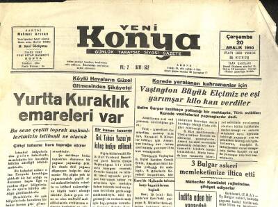 Yeni Konya Günlük Tarafsız Siyasi Gazete 20 Aralık 1950 - Korede Yaralanan Kahramanlar İçin Elçiden Yarım Kilo Kan NDR74035 - 1