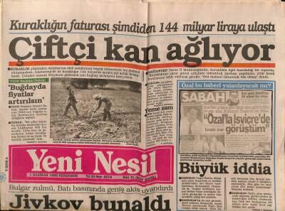 Yeni Nesil Gazetesi 1 Haziran 1989 - Jivkov Bunaldı GZ55717 - 1